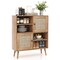 Costway Rattan Buffet Sideboard Accent Storage Cabinet Coffee Bar Cabinet Doors Cubbies